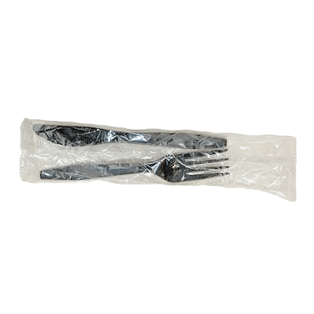 2PC Cutlery Kit PP Black Extra Heavy Duty With Fork,Knife 250/Case