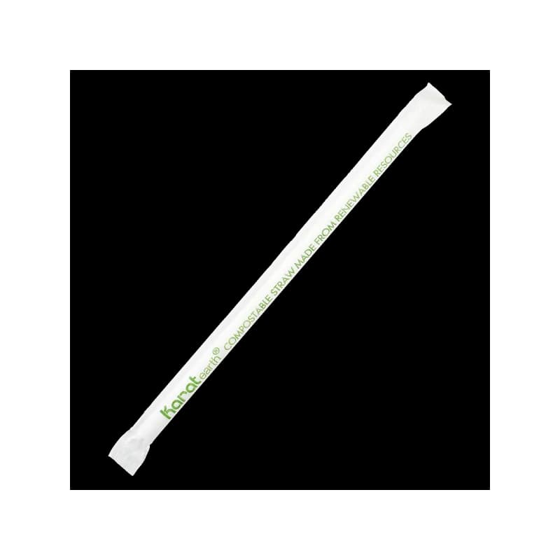 Karat Earth Giant Straw 7.75 IN PLA Clear Wrapped 2000/Case