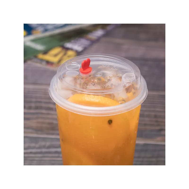 Karat® Lid Dome 90MM Plastic Clear For 16-24 OZ Cup With Red Stopper Sip Through 1000/Case
