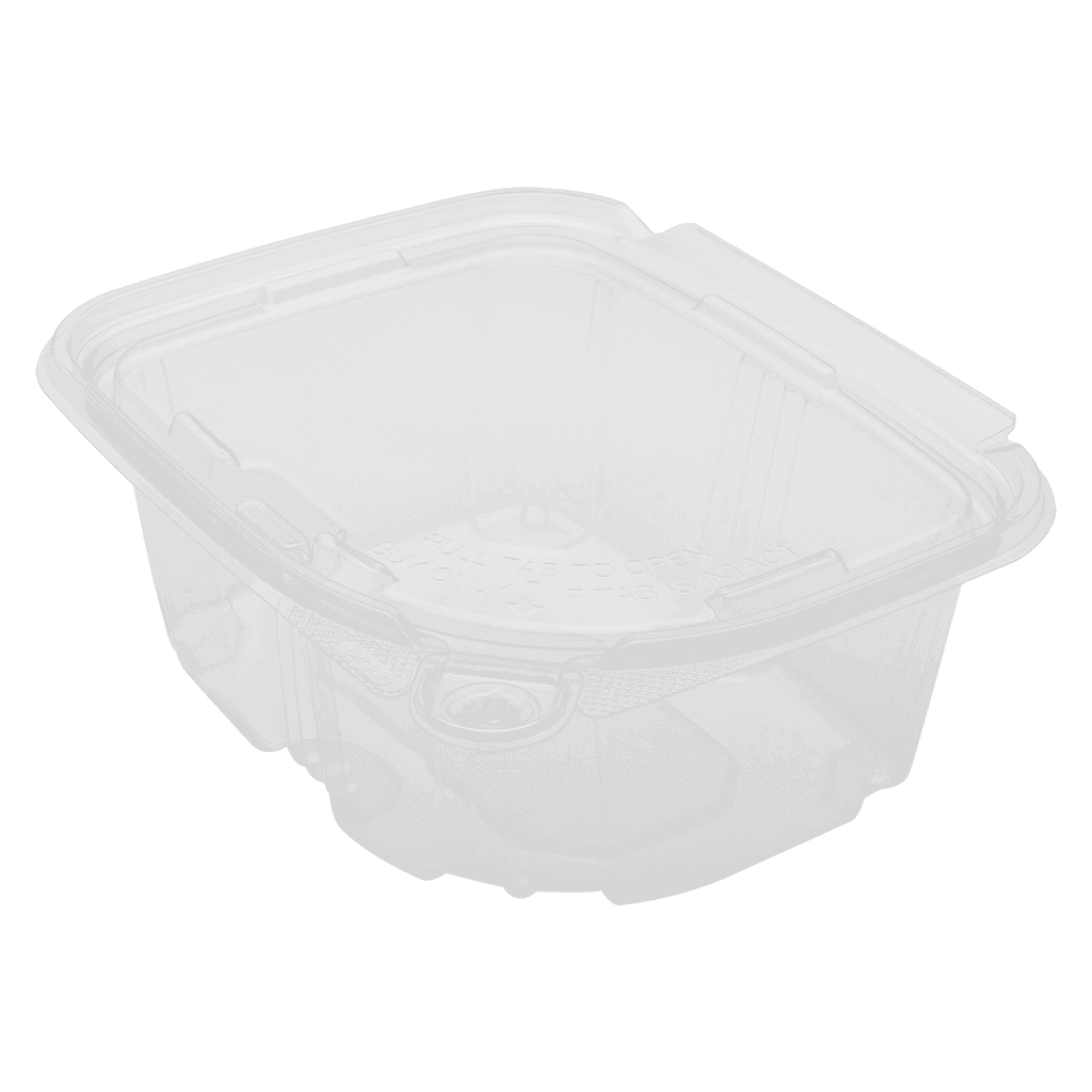 Deli Container Hinged With Flat Lid 16 OZ PET Tamper-Resistant 200/Case