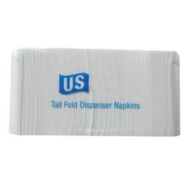 Dispenser Napkins 6X13.5 IN White Paper 1PLY Tall Fold 10000/Case