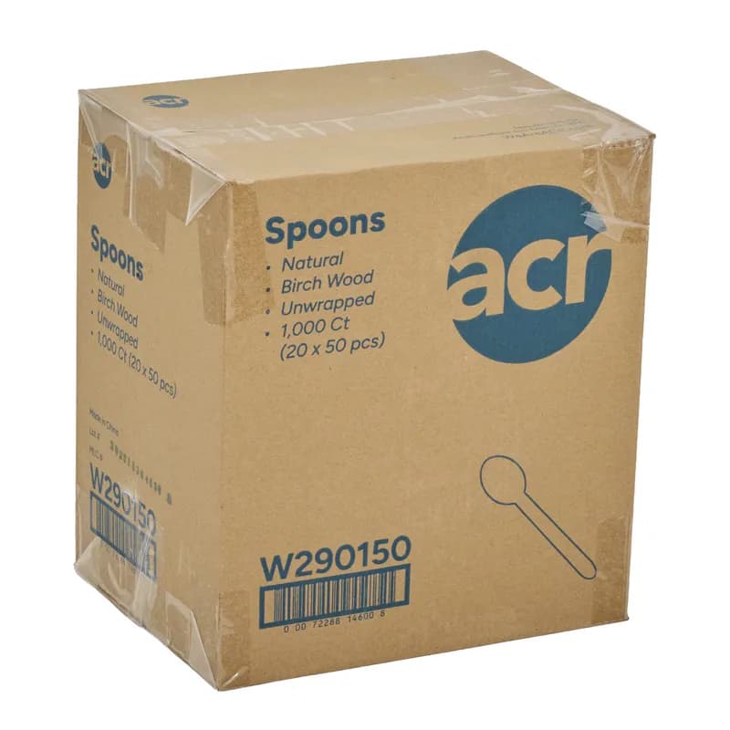 PrimeWare® Spoon 6.1 IN Wood 50 Count/Pack 20 Packs/Case 1000 Count/Case