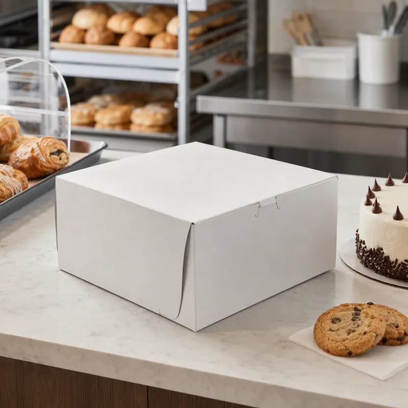 Bakery Box 12X12X5 IN Paperboard White Corner Lock 1-Piece 100/Case