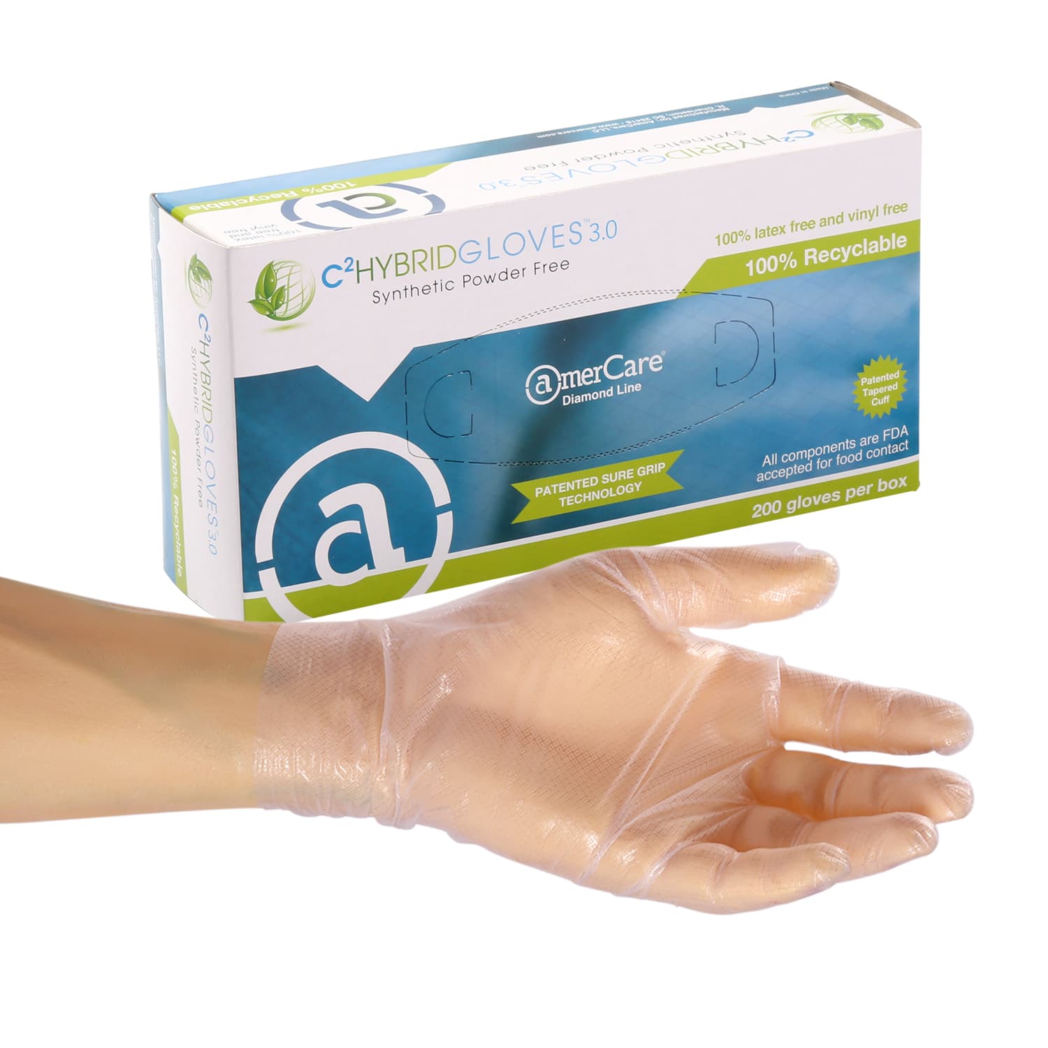 Gloves XL Synthetic Powder-Free Hybrid Diamond Grip 200 Count/Pack 5 Packs/Case 1000 Count/Case