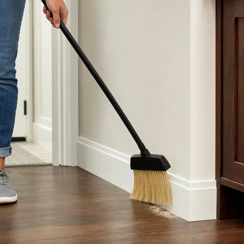 O-Cedar® MaxiClean® Broom Small (SM) 0.813 IN 48IN Black PET Steel With 10IN Head Angled Flagged Swivel Hang Cap 1/Each