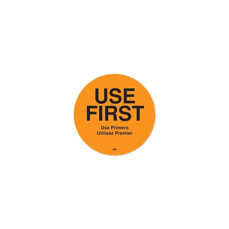 MoveMark® Use First Trilingual Label 2 IN Orange 500/Roll