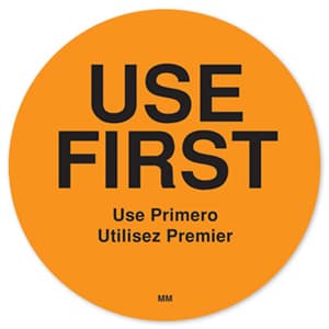 MoveMark® Use First Trilingual Label 2 IN Orange 500/Roll