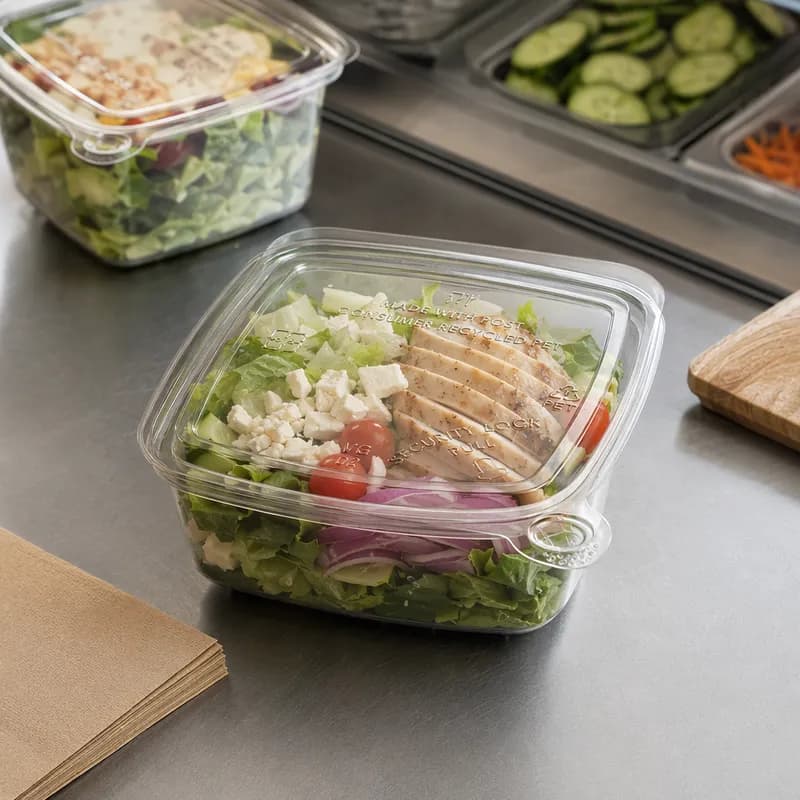 Lid 4.6X4.6X0.3 IN PET Clear Square For 8-32 OZ Deli Container Tamper-Evident 500/Case