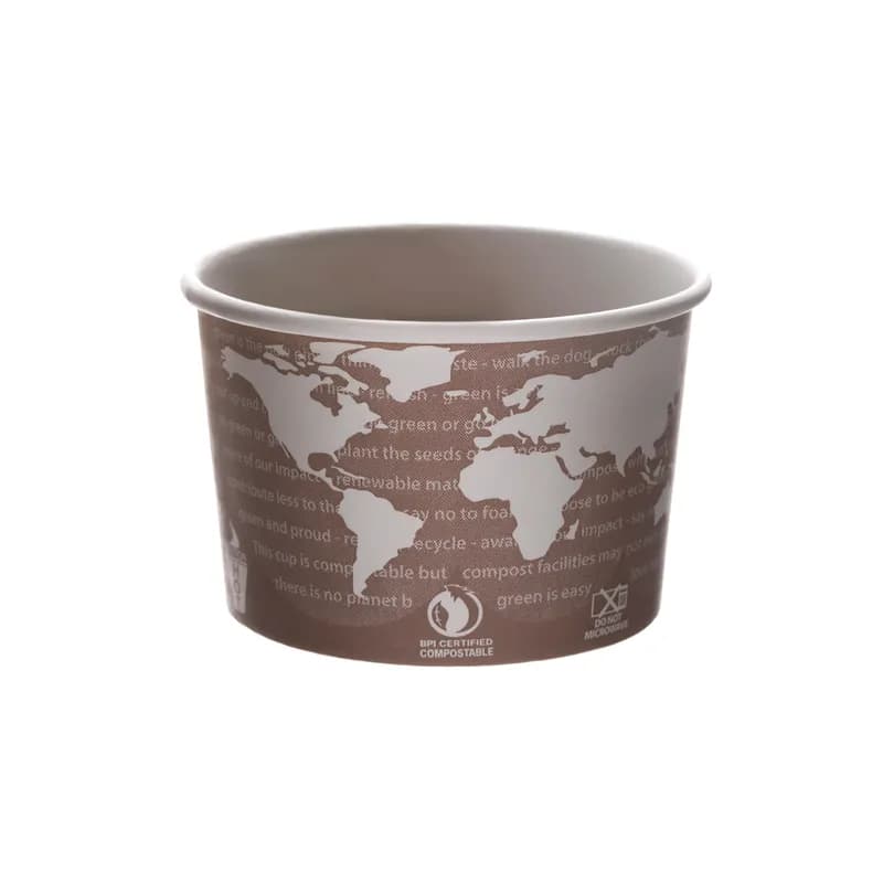 World Art Soup Food Container Base 8 OZ PLA Brown Round 1000/Case