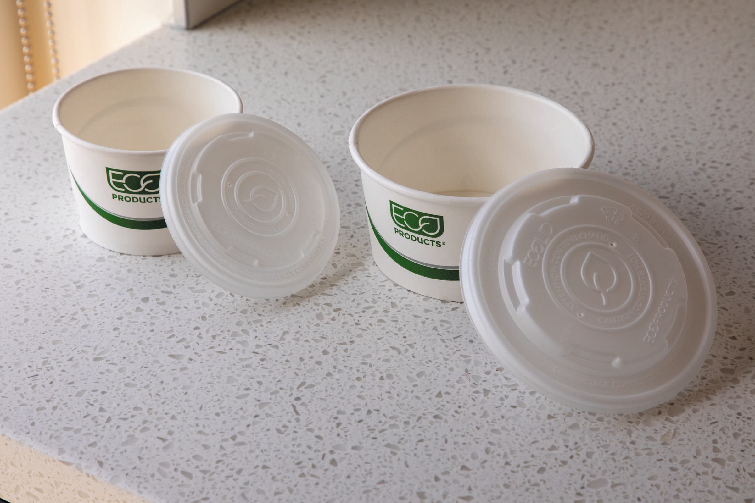 Ecolid® Lid Flat PLA Clear Round For 12-16-32 OZ Soup Cup 500/Case