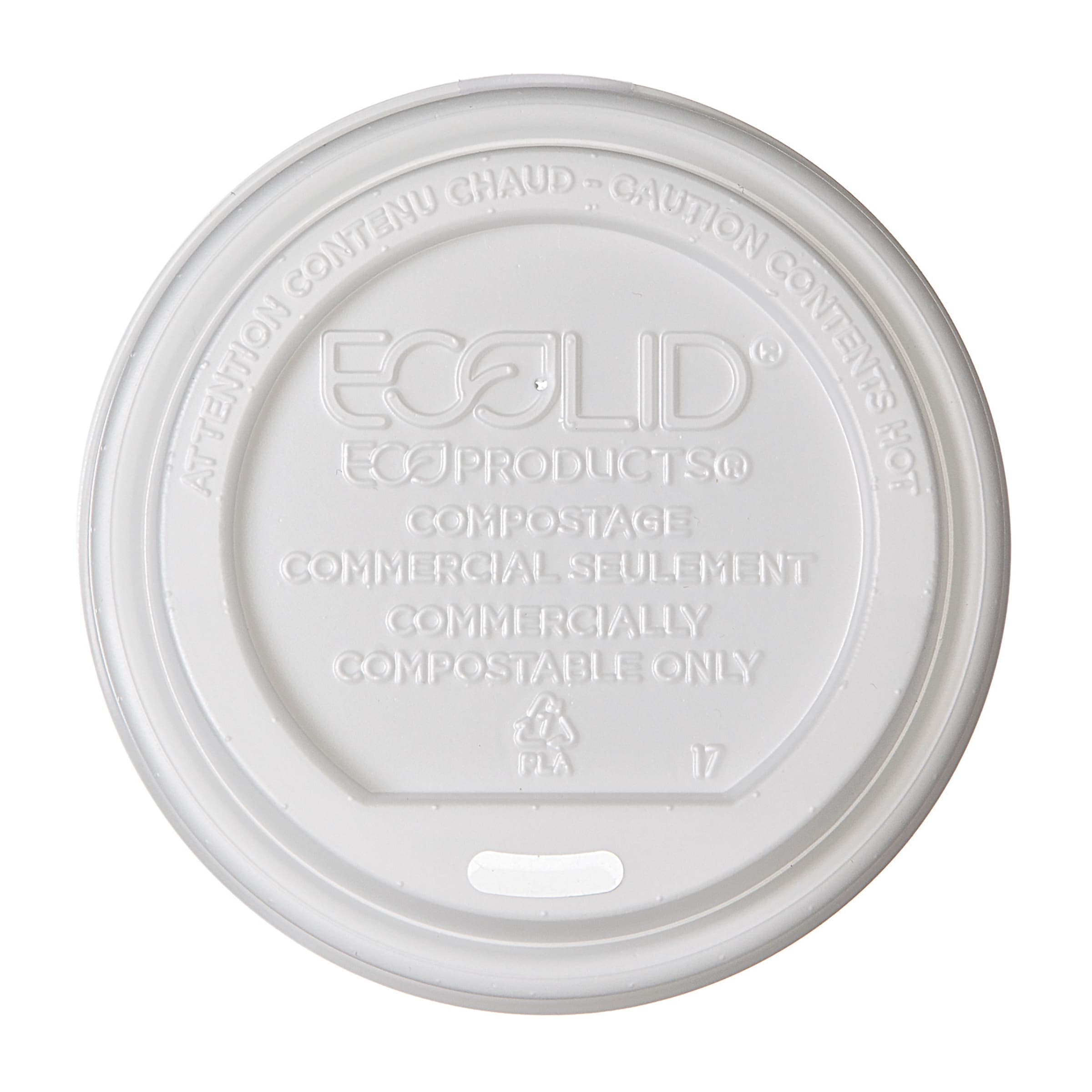 World Art Lid Flat PLA White For 10-20 OZ Hot Cup Sip Through 800/Case