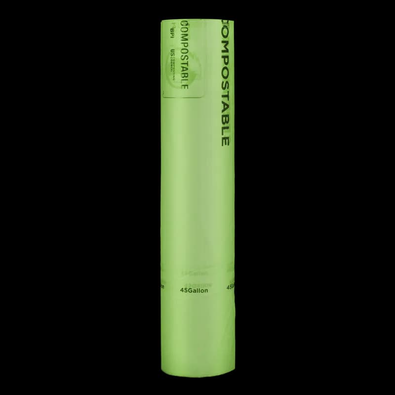 Compostable Liner 40X46 IN 45 GAL Green Biopolymer 1MIL 100/Case