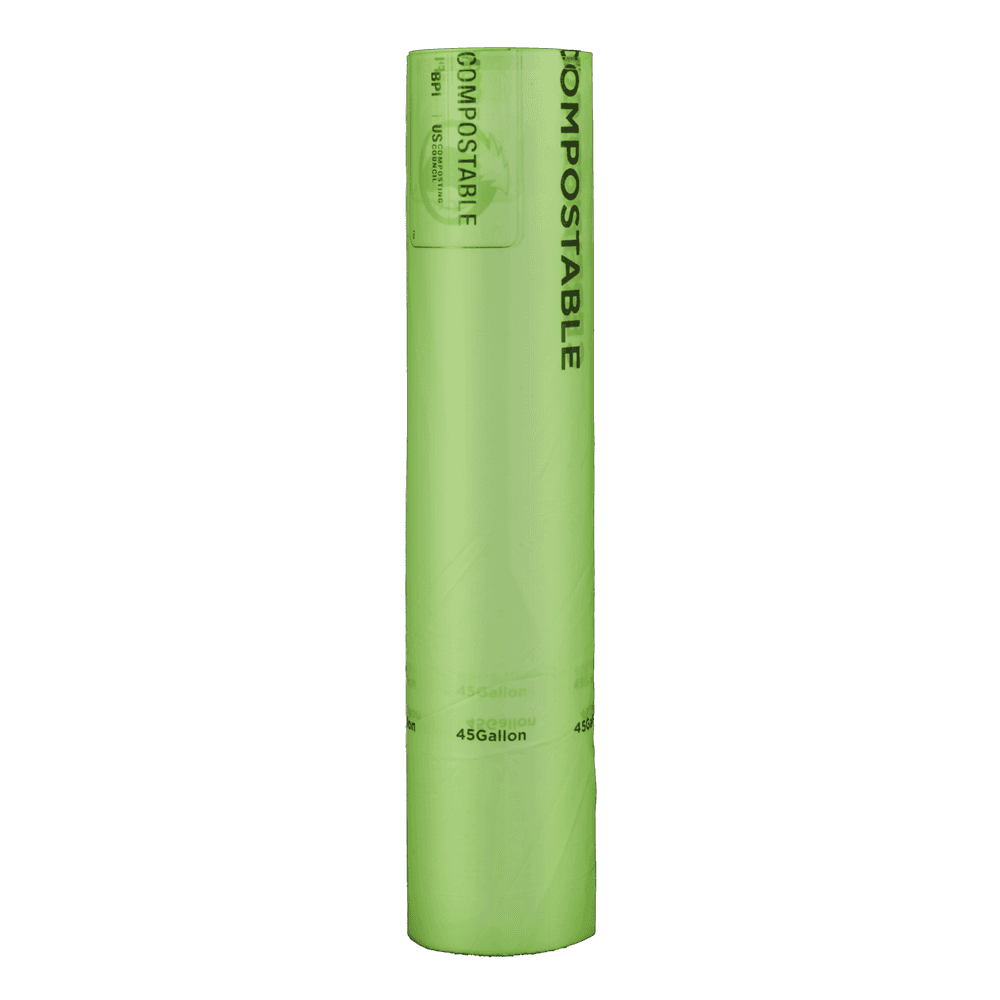Compostable Liner 40X46 IN 45 GAL Green Biopolymer 1MIL 100/Case