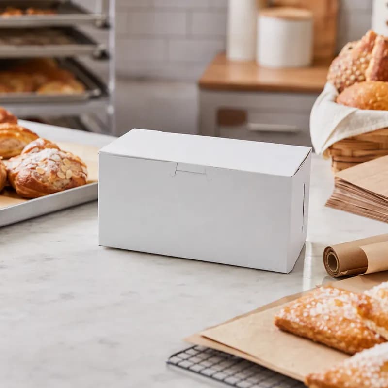 Bakery Box 8X4X4 IN Paperboard White Corner Lock 1-Piece 200/Case