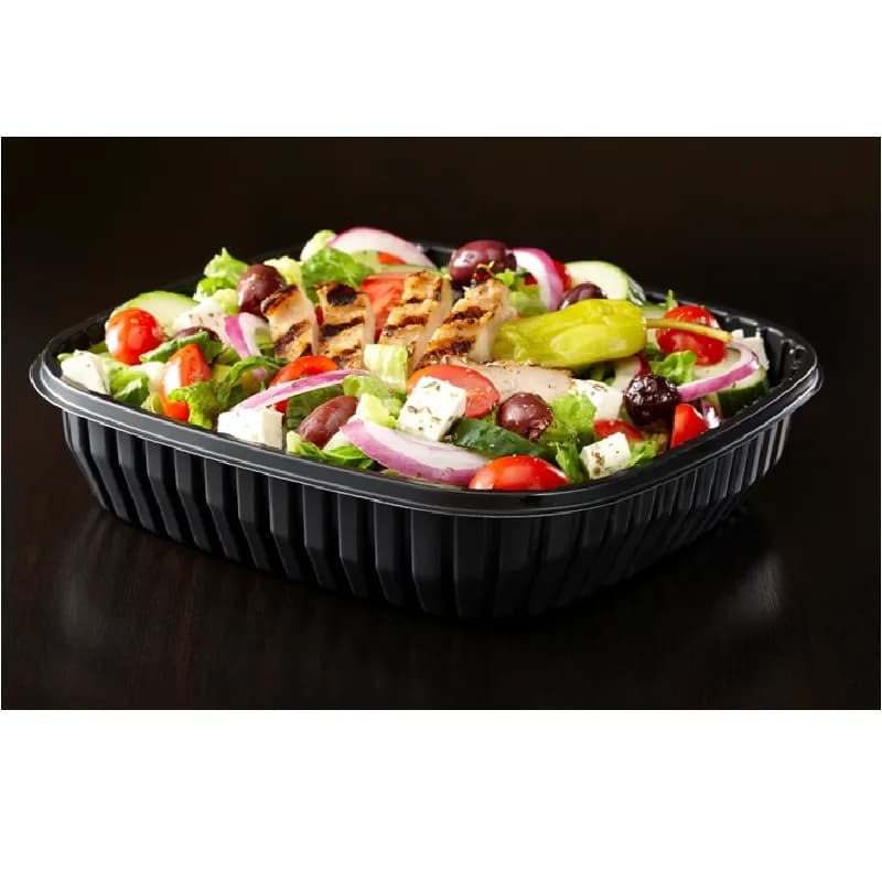 Take-Out Container 56 OZ Plastic Black Square 200/Case