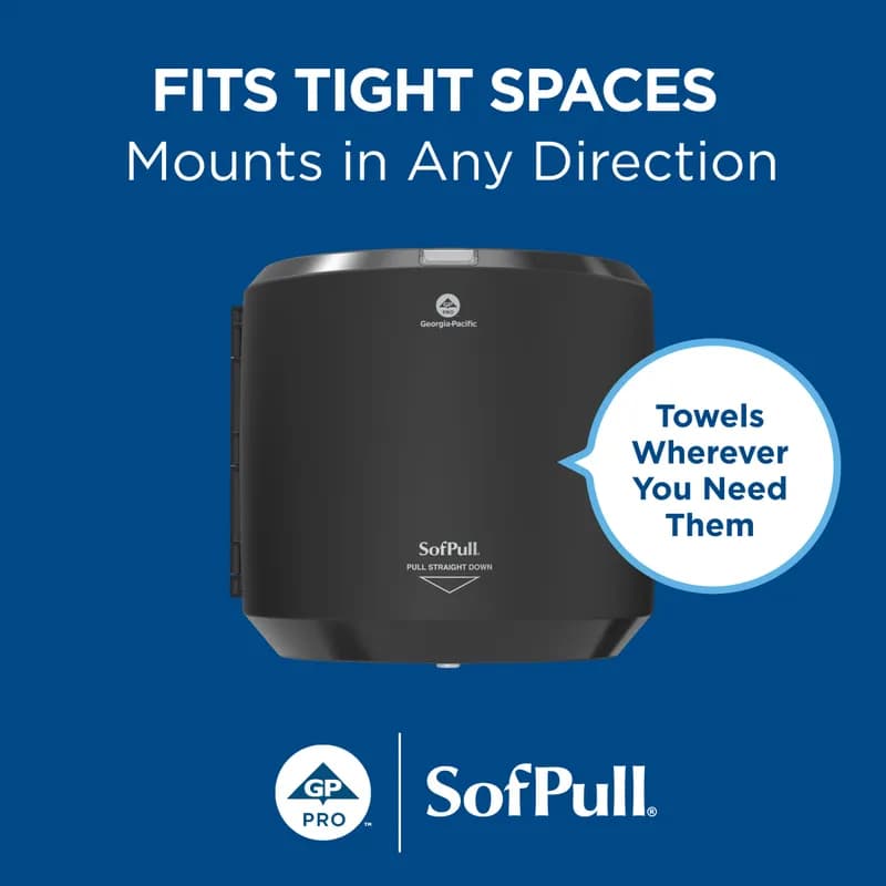 Sofpull® Paper Towel Dispenser Plastic Wall Mount, Locking Black Centerpull High Capacity Viewing Window 1/Each