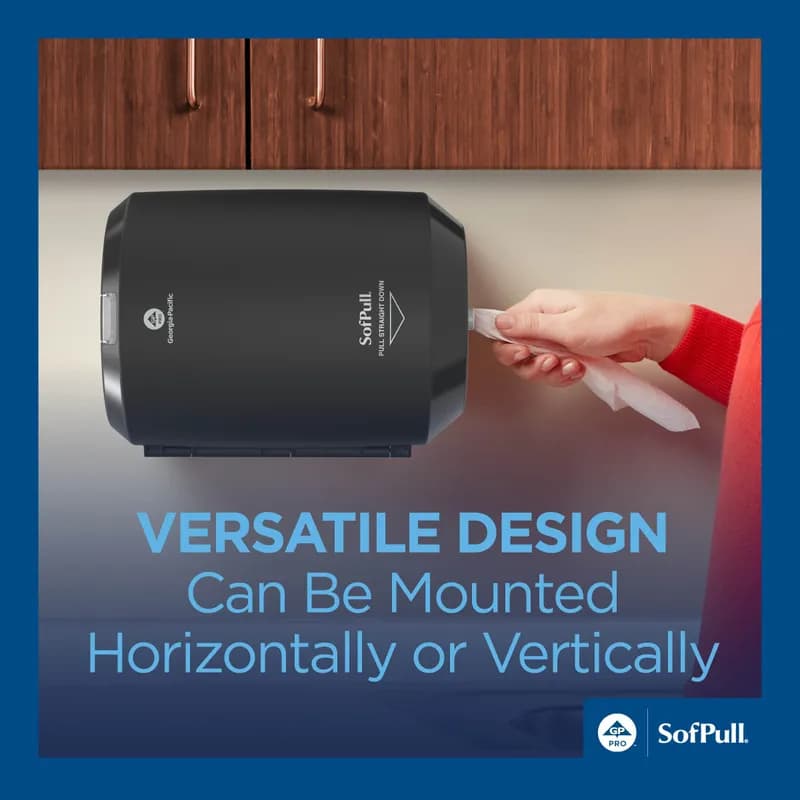 Sofpull® Paper Towel Dispenser Plastic Wall Mount, Locking Black Centerpull High Capacity Viewing Window 1/Each