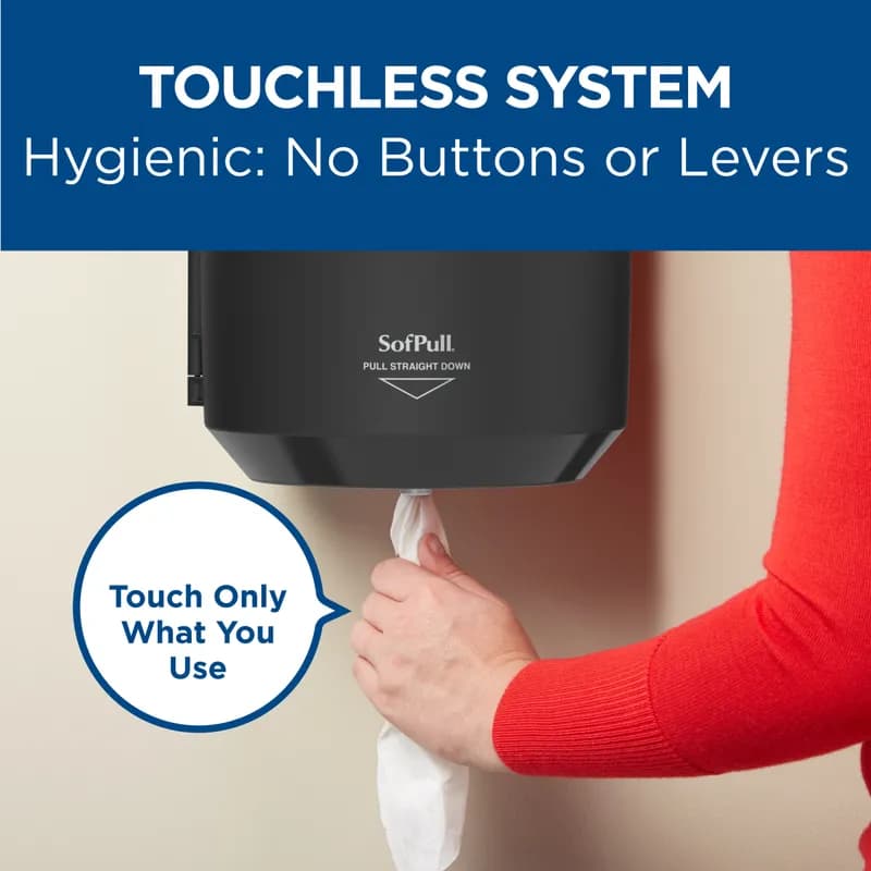 Sofpull® Paper Towel Dispenser Plastic Wall Mount, Locking Black Centerpull High Capacity Viewing Window 1/Each