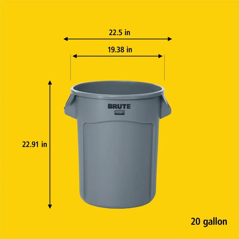 Brute® Trash Can 22.34X19.38X22.88 IN 20 GAL Dark Green Round Resin Vented Without Lid 1/Each