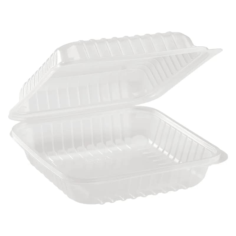 Take-Out Container Hinged 8X8 IN PP Clear 250/Case