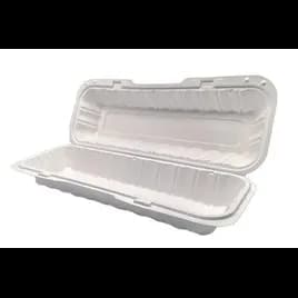 Pebble Box Take-Out Container Hinged 13.23X4.72X3.31 IN PP White Microwave Safe Grease Resistant 150/Case