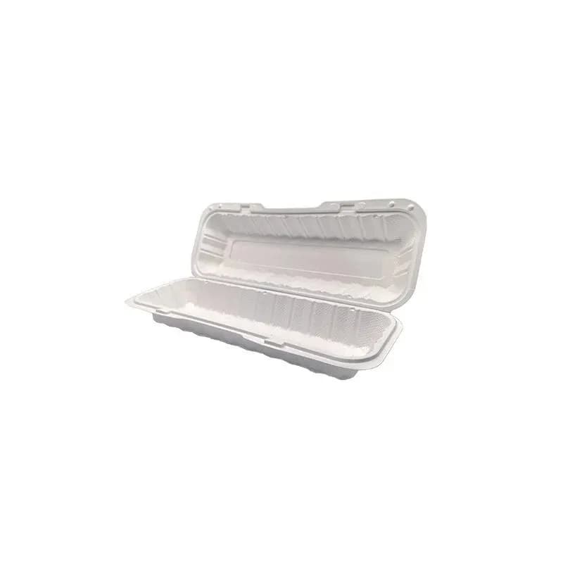 Pebble Box Take-Out Container Hinged 13.23X4.72X3.31 IN PP White Microwave Safe Grease Resistant 150/Case