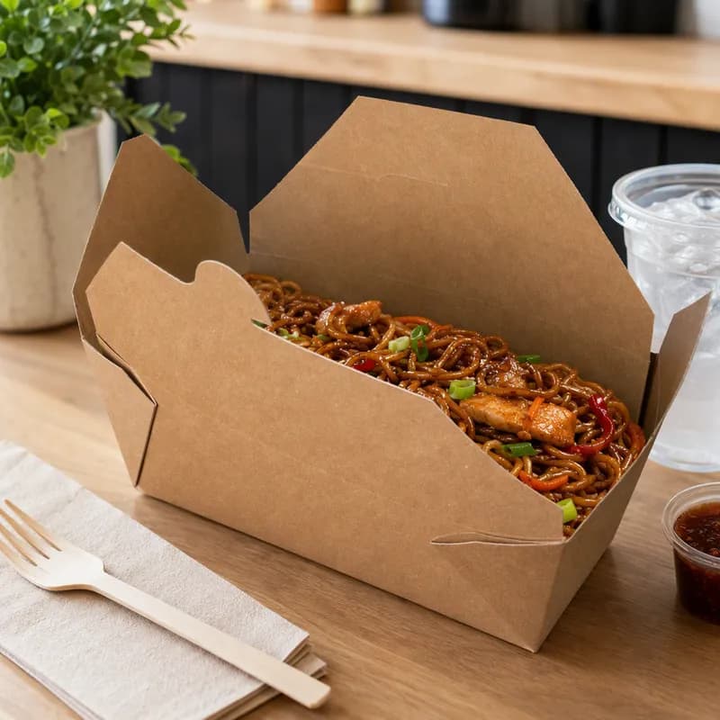 Bio-Pak® #9 Take-Out Box Fold-Top 55 OZ Paper 200/Case