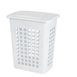 Laundry Hamper 24X13.75 IN White Plastic Hinge Lid 1/Each