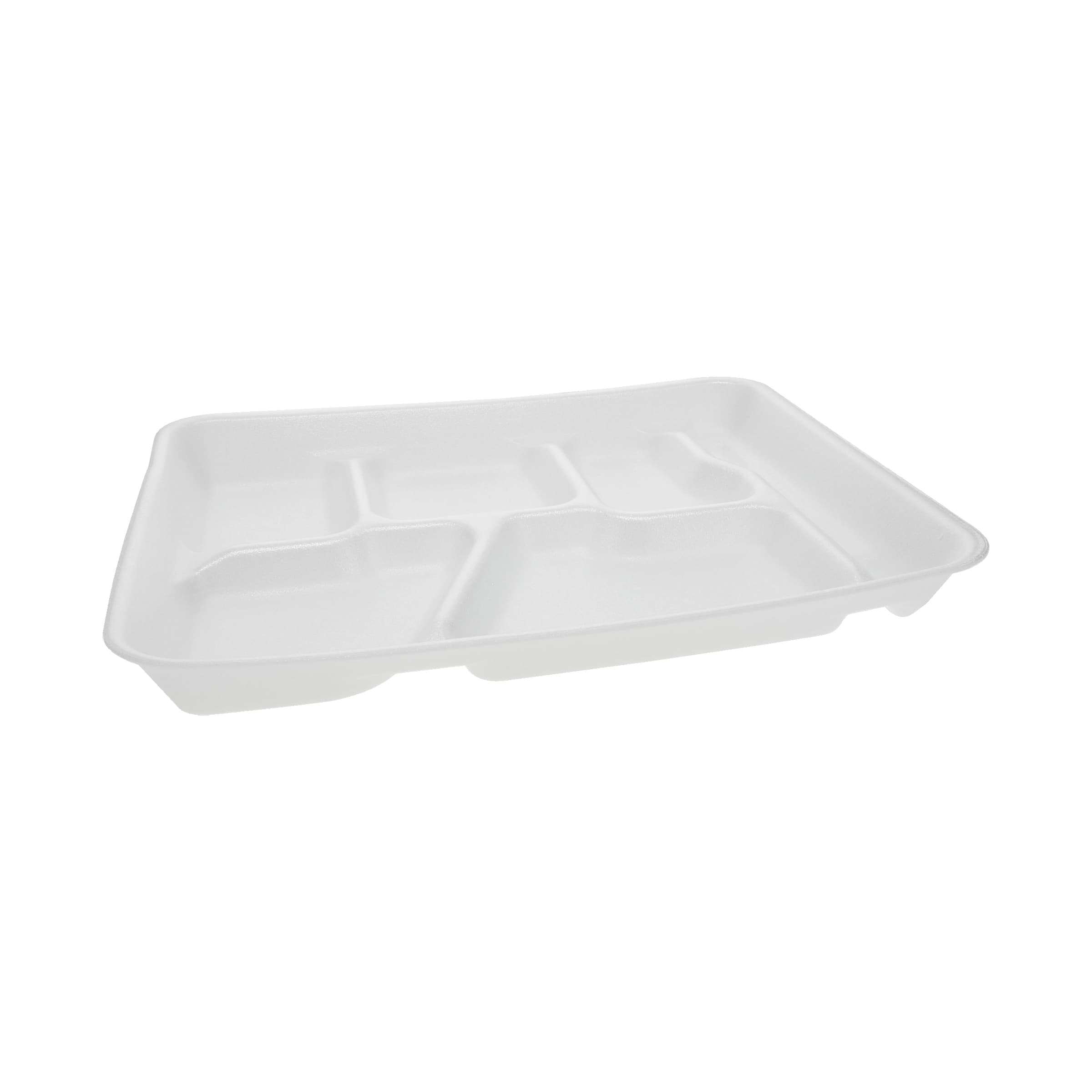 Cafeteria & School Lunch Tray 8.5X11.5X1.25 IN 6 Compartment Polystyrene Foam White 500/Case