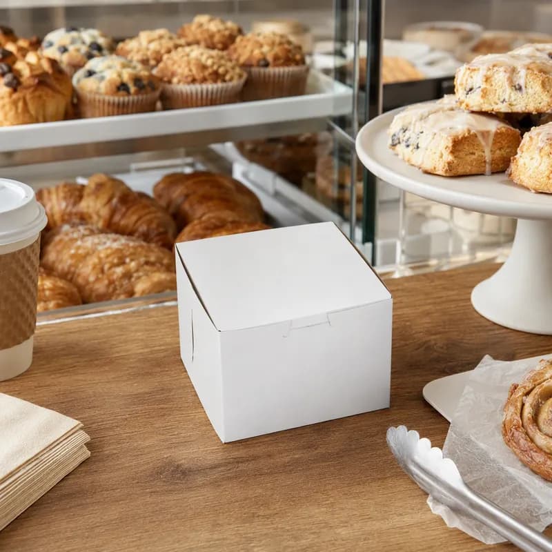 Bakery Box 5.5X5.5X4 IN Paperboard White Corner Lock 1-Piece 250/Bundle
