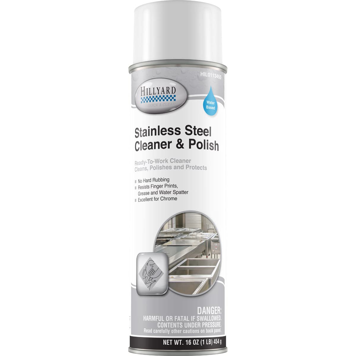 Lemon Stainless Steel Cleaner & Polish 16 FLOZ Aerosol Water-Based 12/Case