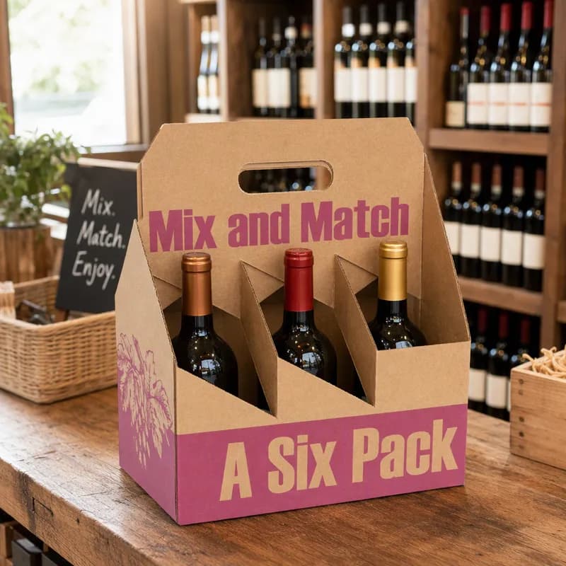 Wine Carrier 10.5X7X12 IN Corrugated Cardboard No Logo 50/Case