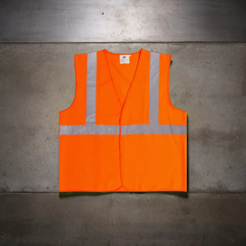 Safety Vest Large (LG) Orange Polyester Class 2 5/Bag