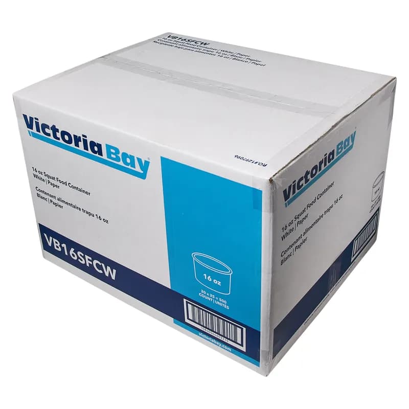 Victoria Bay Food Container Base 16 OZ Paperboard White Round Squat 500/Case