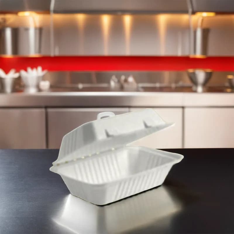 Victoria Bay Take-Out Container Hinged 9X6X3 IN Pulp Fiber White Rectangle 250/Case