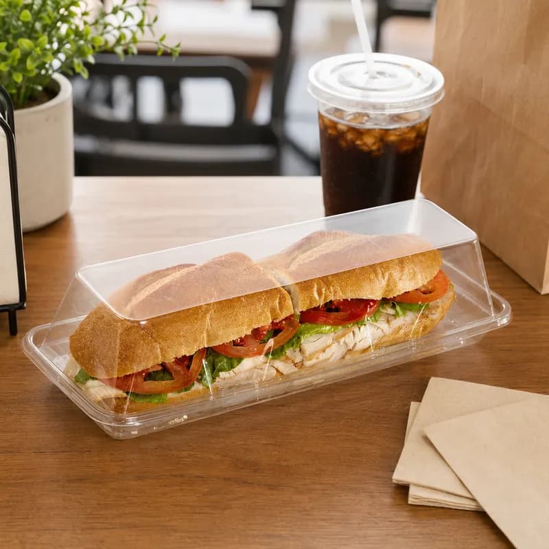Hoagie & Sub Take-Out Container 11.89X4.92X2.80 IN PET Clear Tamper-Evident 220/Case