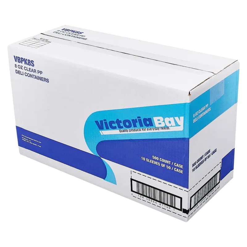 Victoria Bay Deli Container Base 8 OZ PP Clear Round Microwave Safe 50 Count/Pack 10 Packs/Case 500 Count/Case