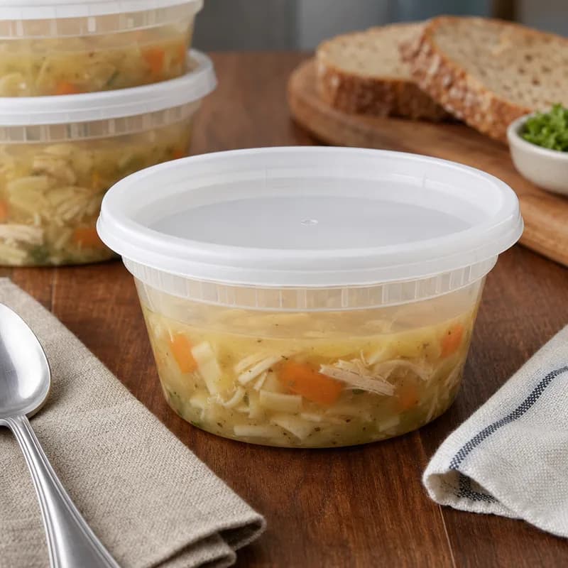Soup Food Container Base & Lid Combo 8 OZ 8 Compartment PP Round 240/Case