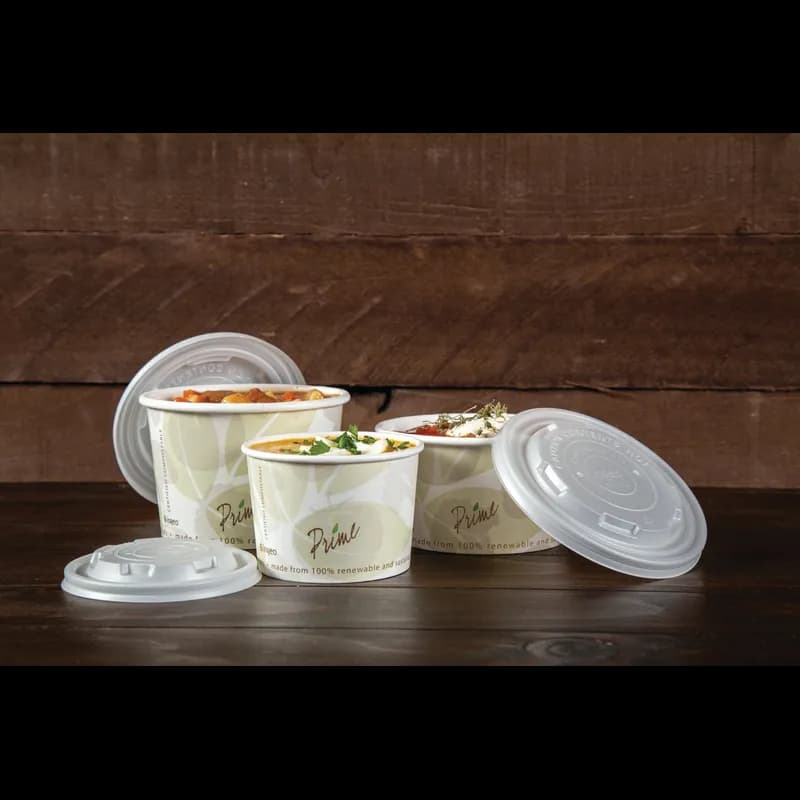 PrimeWare® Food Container 8 OZ Paperboard White PLA-Lined Freezer Safe 50 Count/Pack 20 Packs/Case 1000 Count/Case