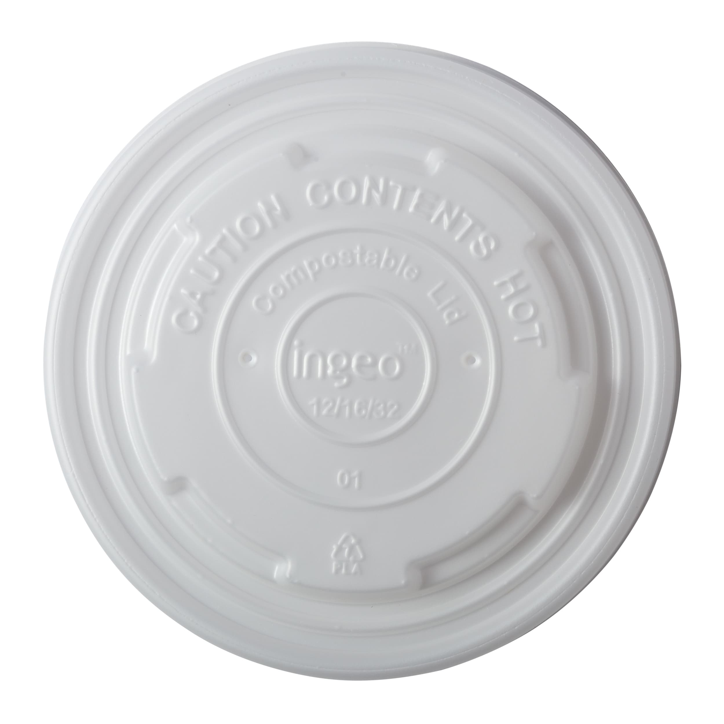 PrimeWare® Lid CPLA White For 12-32 OZ Cup Freezer Safe 50 Count/Pack 10 Packs/Case 500 Count/Case