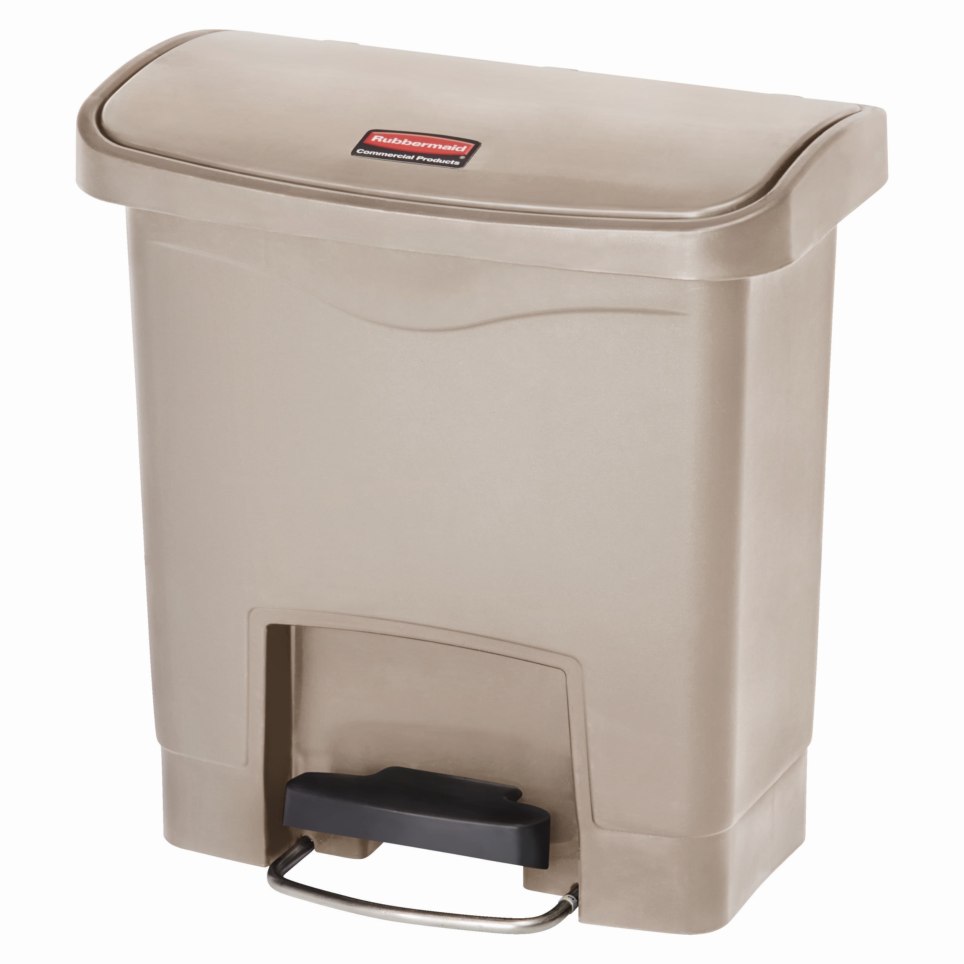 Slim Jim® Trash Can 4 GAL 15 L Beige Resin Step-On Front Step 1/Each