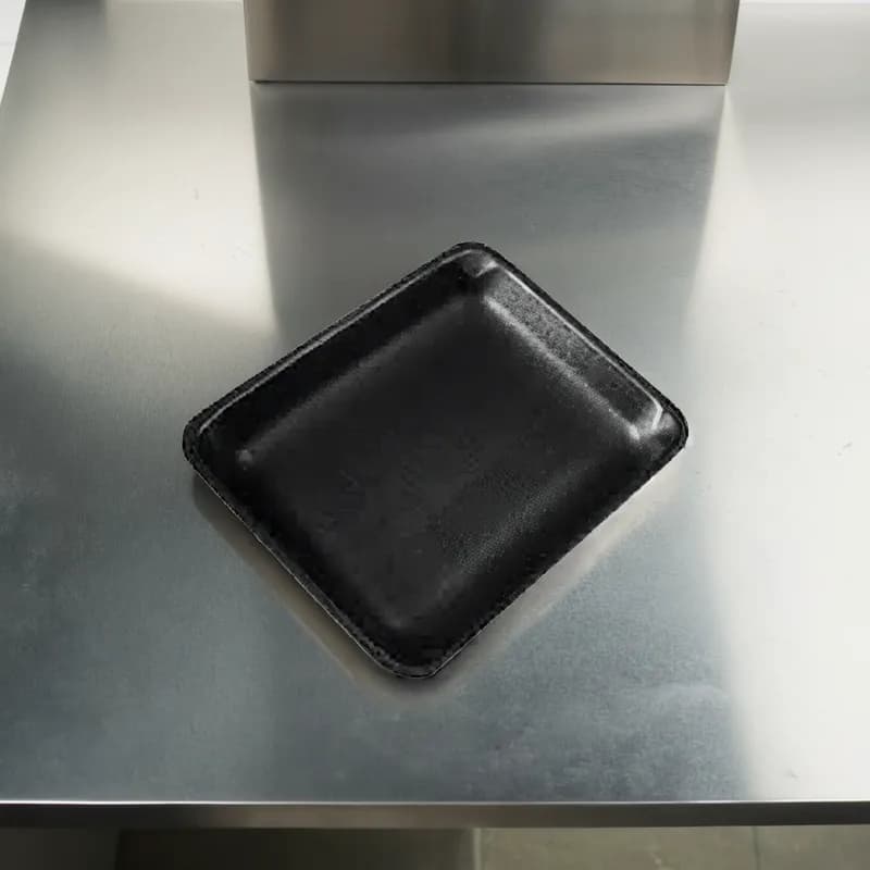 8S Meat Tray 8X10X0.63 IN Polystyrene Foam Black Rectangle 500/Case