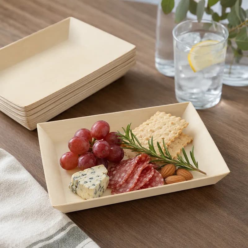 Take-Out Tray Medium (MED) 5X7X1 IN Palm Leaf Natural Rectangle 300/Case