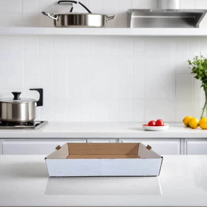 Catering Box Steam Table Pan Full Size 22.5X13X4 IN Corrugated Paperboard White Kraft Rectangle 50/Case