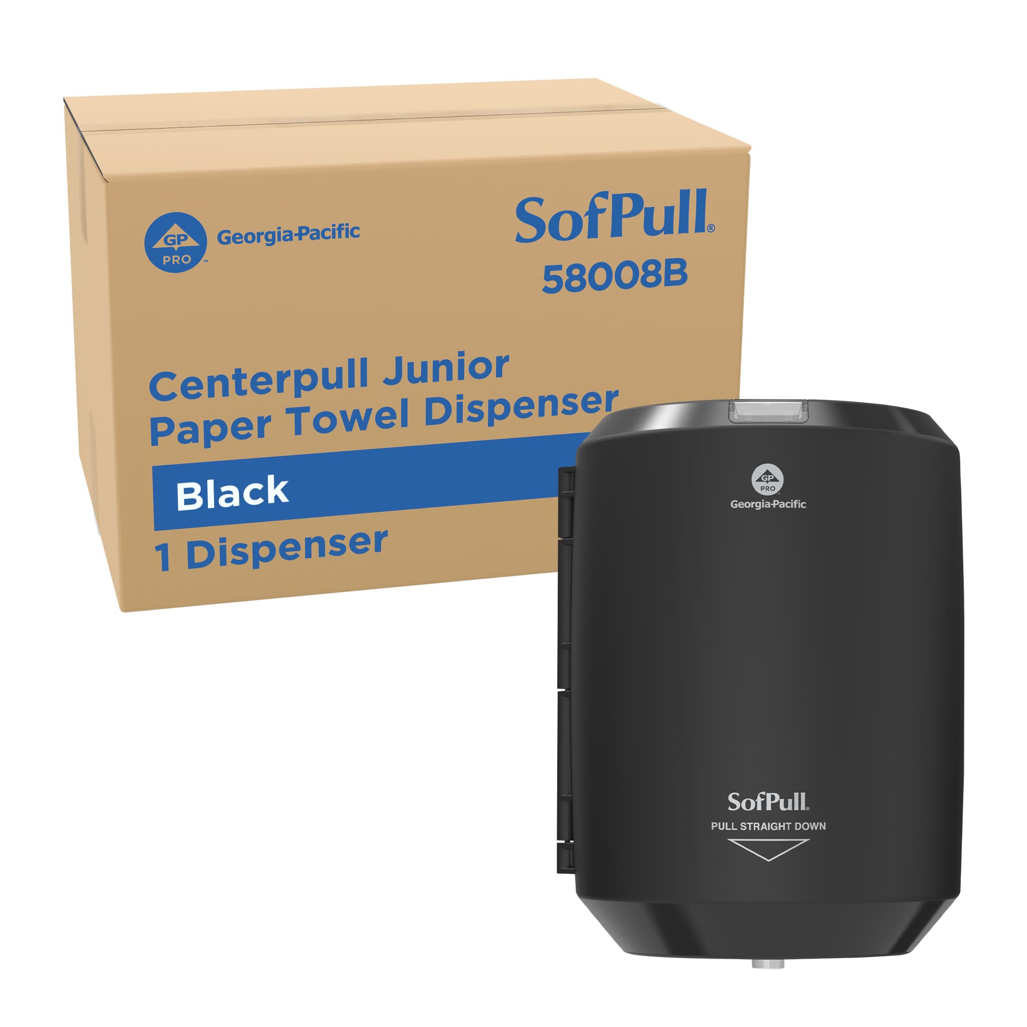 Sofpull® Paper Towel Dispenser 10.938X8.188X7.625 IN Plastic Wall Mount Black Centerpull 1/Each