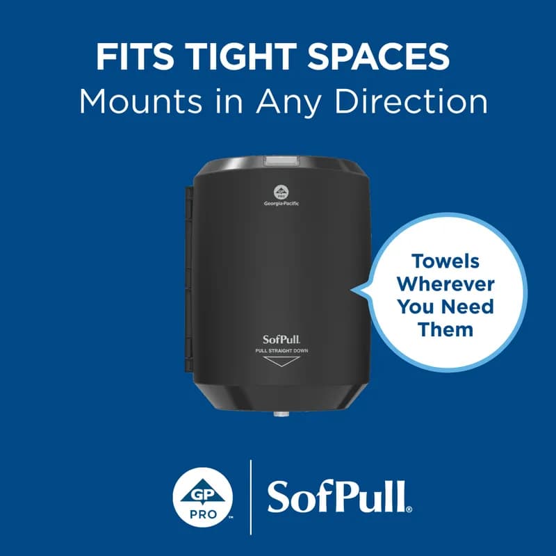 Sofpull® Paper Towel Dispenser 10.938X8.188X7.625 IN Plastic Wall Mount Black Centerpull 1/Each