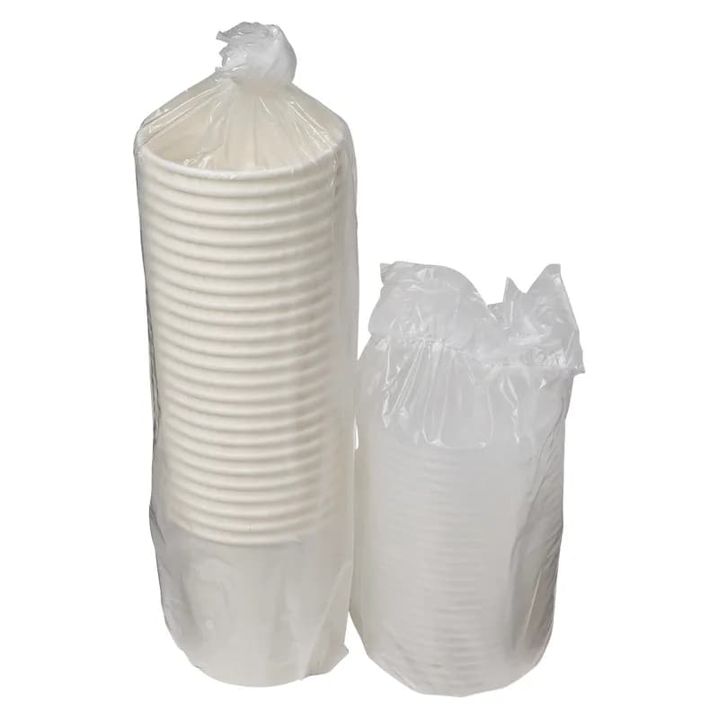 Victoria Bay Food Container Base & Lid Combo With Plastic Lid 16 OZ Paper White Round Vented 250/Case