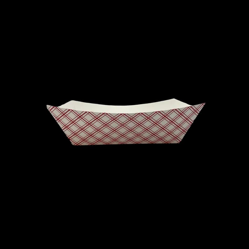 Food Tray 10 LB Paper Red White Plaid Rectangle 250/Case