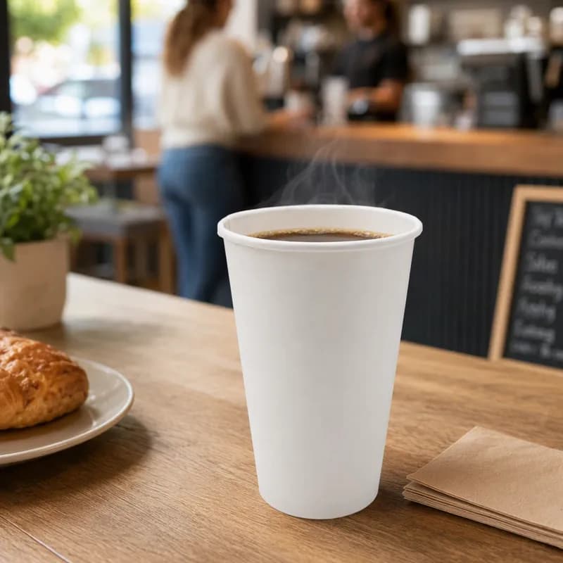 Hot Cup 24 OZ Single Wall Poly-Coated Paper White Round 500/Case