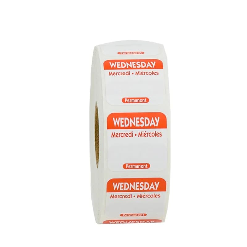 Wednesday Prep Item Date Use Trilingual Label 1X1 IN Red Square Permanent 1/Roll
